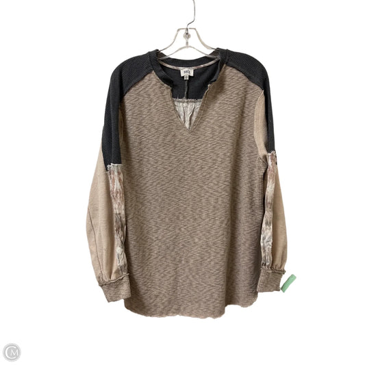 Top Long Sleeve By Bke In Tan, Size: L