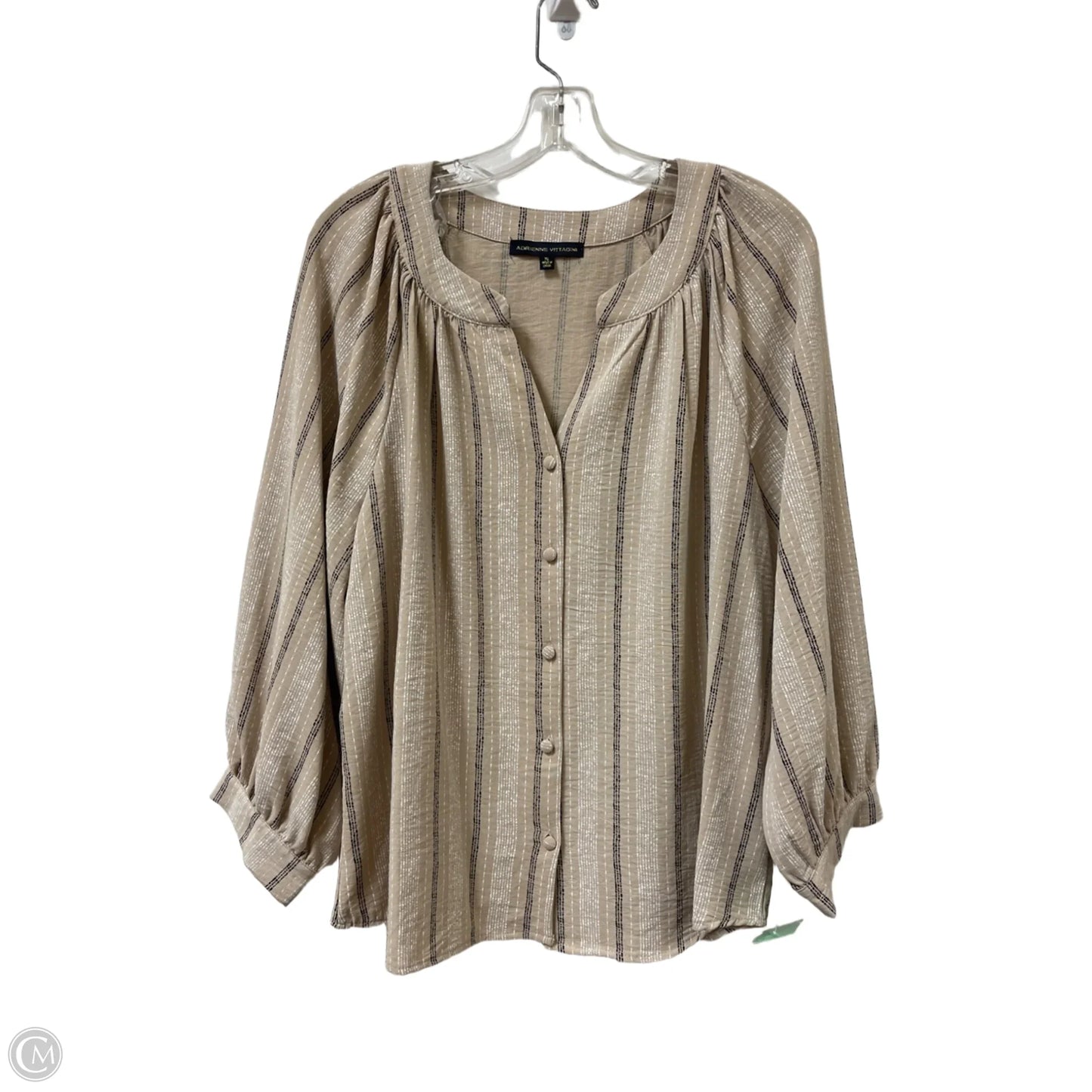 Top Long Sleeve By Adrienne Vittadini In Tan, Size: Xl