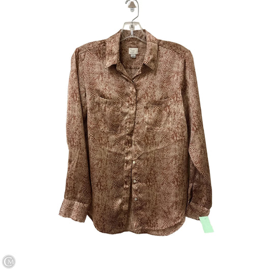 Blouse Long Sleeve By A New Day In Brown, Size: S