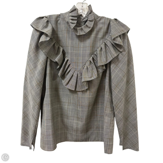 Top Long Sleeve Designer By Lafayette 148 In Grey, Size: M