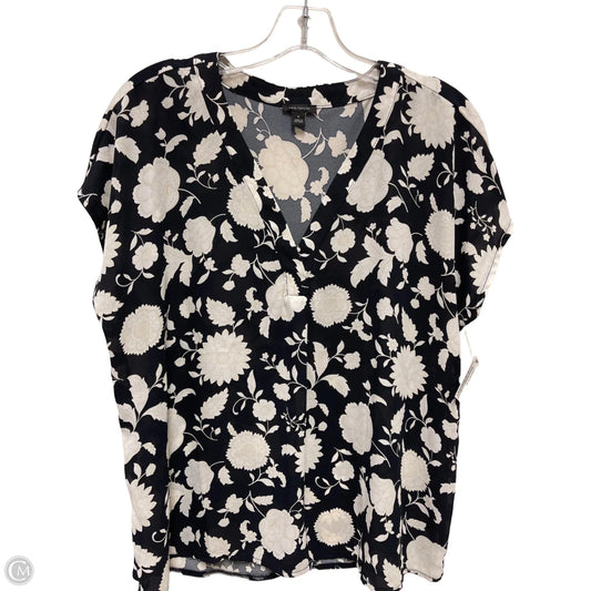 Top Short Sleeve By Ann Taylor In Navy, Size: M