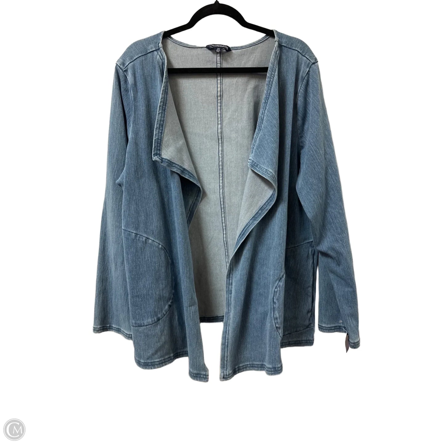 Sweater Cardigan By Clothes Mentor In Blue Denim, Size: 2x