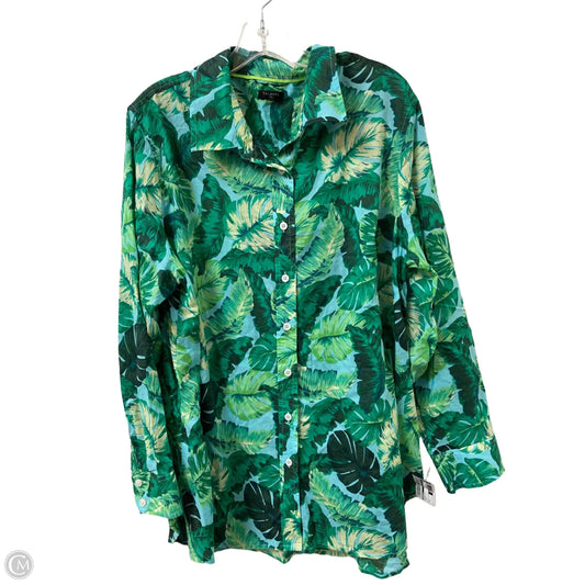 Blouse Long Sleeve By Talbots In Green, Size: L