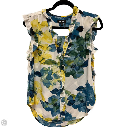 Top Sleeveless By Dkny In Floral Print, Size: L