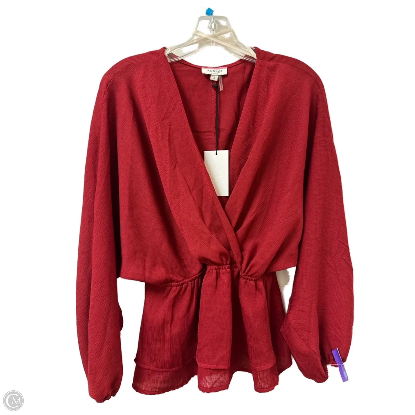 Top Long Sleeve By Andree By Unit In Red, Size: S