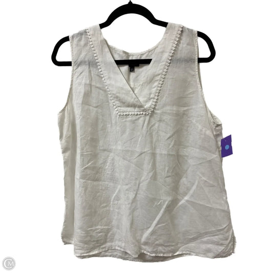 Top Sleeveless By Talbots In White, Size: L