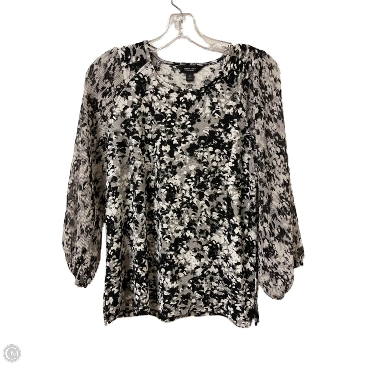 Top Long Sleeve By Simply Vera In Black & White, Size: M