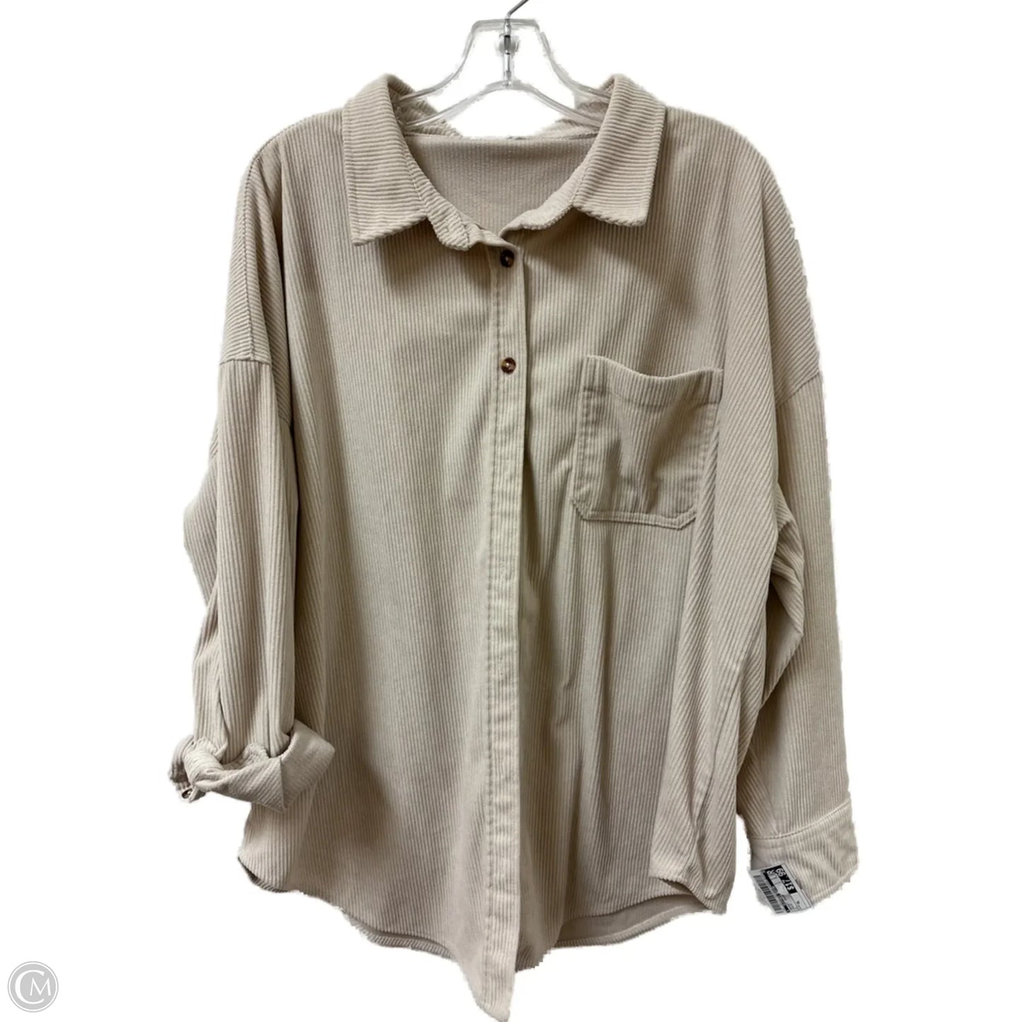Jacket Shirt By Clothes Mentor In Cream, Size: Xl