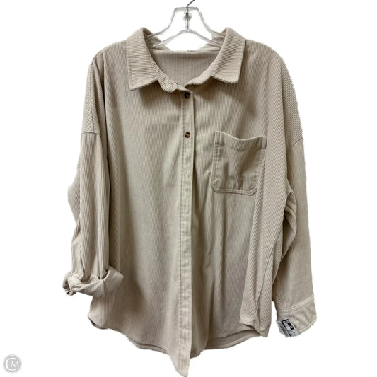 Jacket Shirt By Clothes Mentor In Cream, Size: Xl
