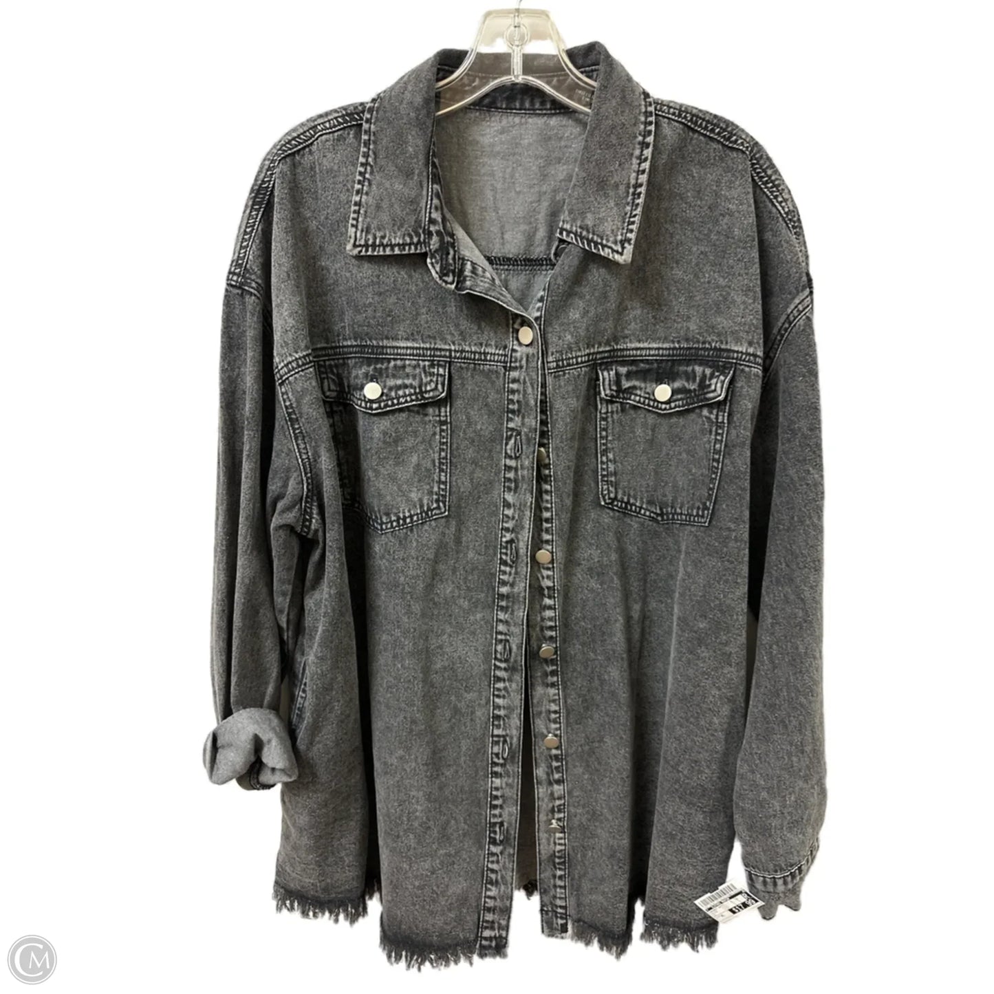 Jacket Shirt By Clothes Mentor In Black, Size: Xl