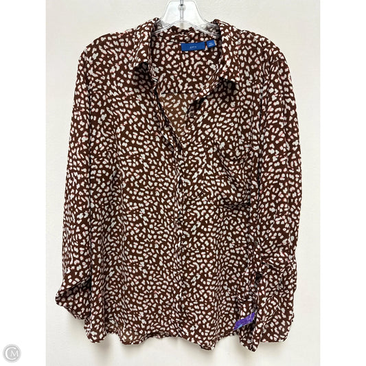 Blouse Long Sleeve By Apt 9 In Brown, Size: 1x