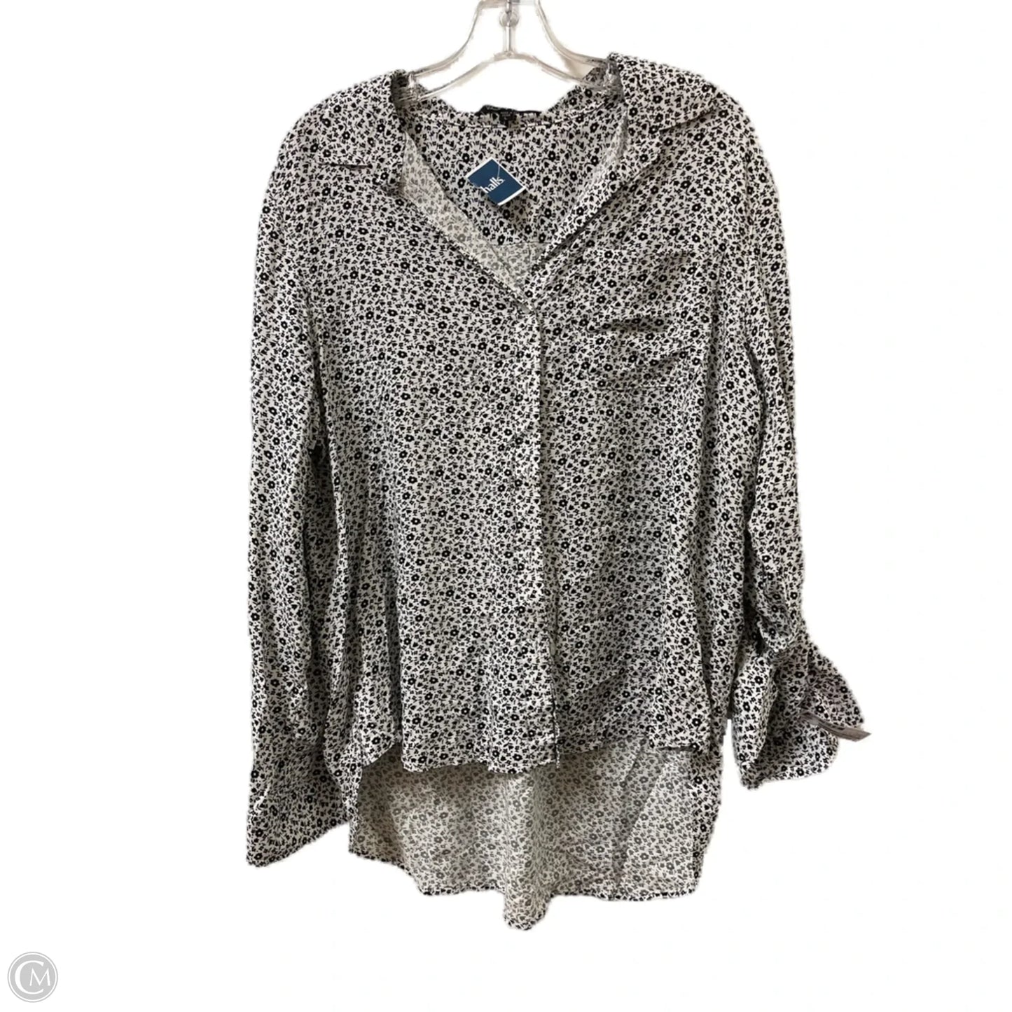 Blouse Long Sleeve By Velvet Heart In Black & White, Size: L