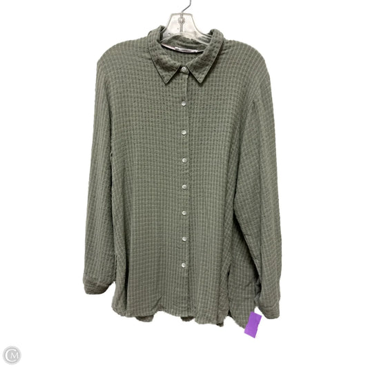 Blouse Long Sleeve By Jane And Delancey In Green, Size: 1x