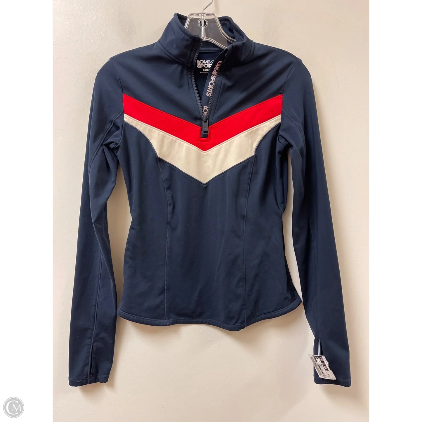 Athletic Top Long Sleeve Collar By Lands End In Navy, Size: Xs