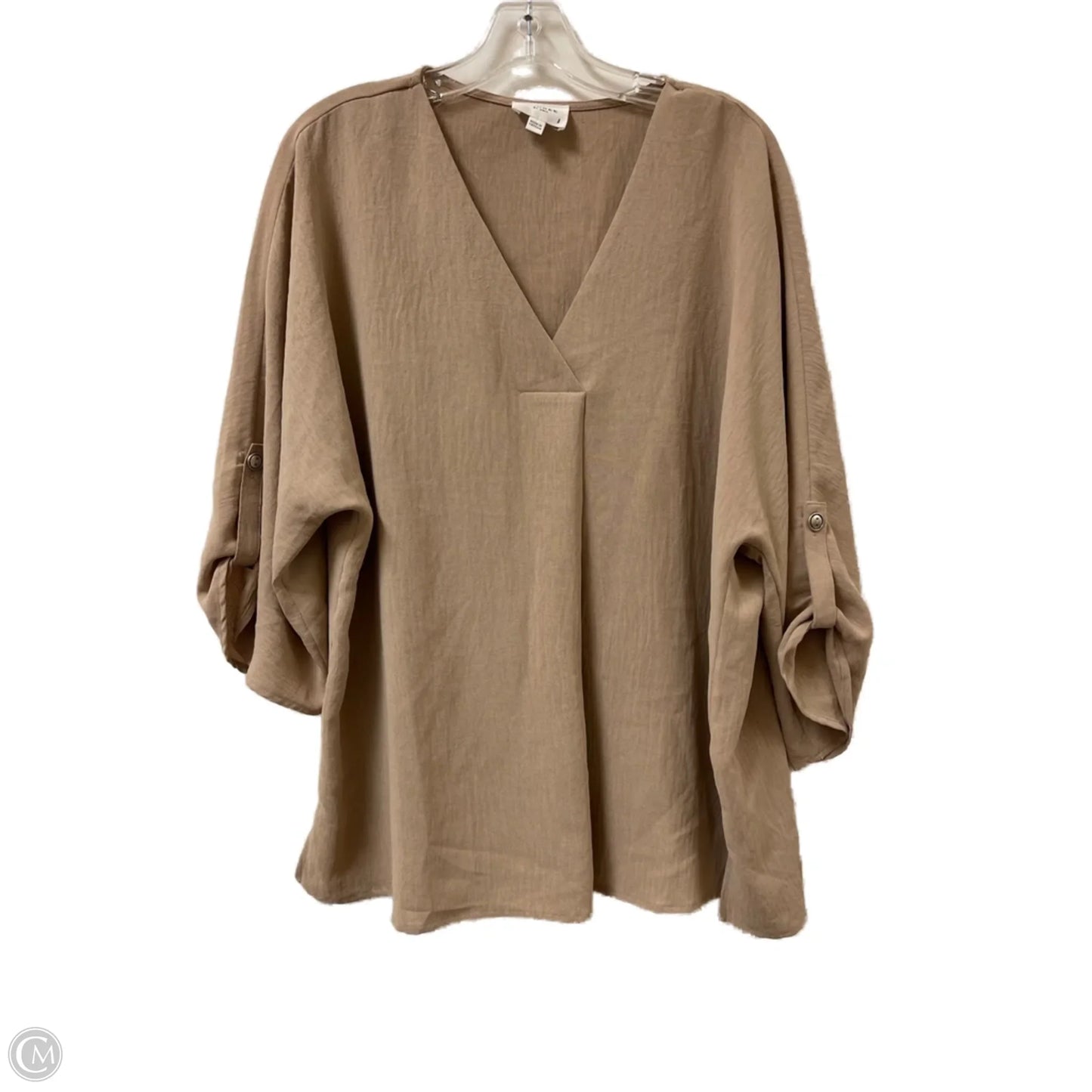 Top Long Sleeve By Andree By Unit In Tan, Size: L