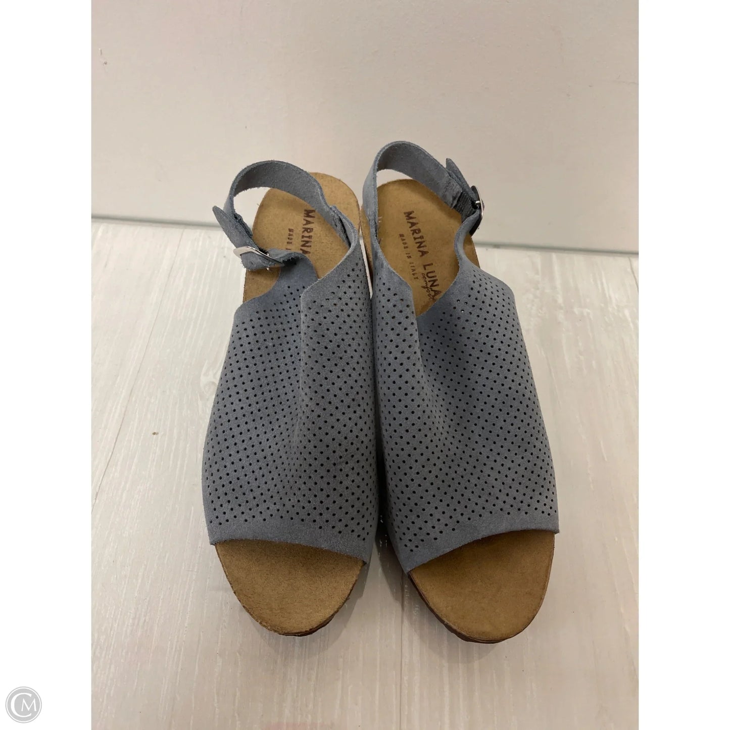 Sandals Heels Wedge By Marina In Blue, Size: 8.5