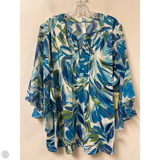 Top Long Sleeve By Perseption Concept In Blue & Green, Size: 2x