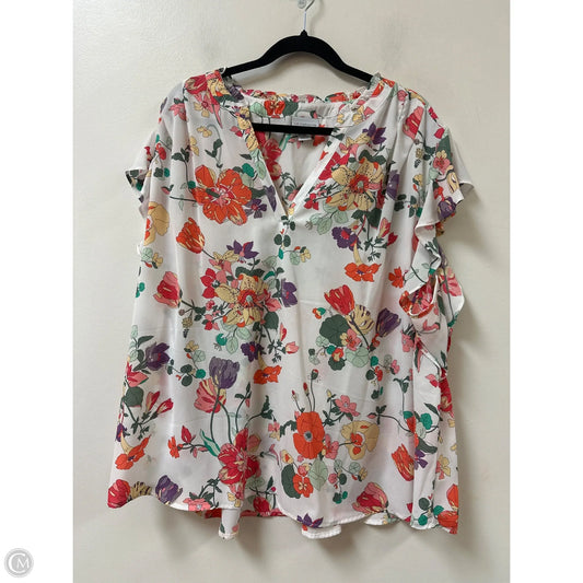 Top Short Sleeve By Liz Claiborne In Floral Print, Size: 3x
