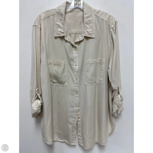Blouse Long Sleeve By Calvin Klein In Cream, Size: 1x