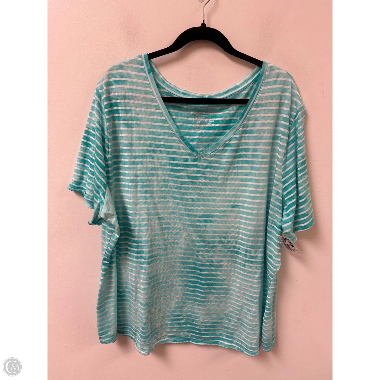 Top Short Sleeve By Terra & Sky In Blue, Size: 3x