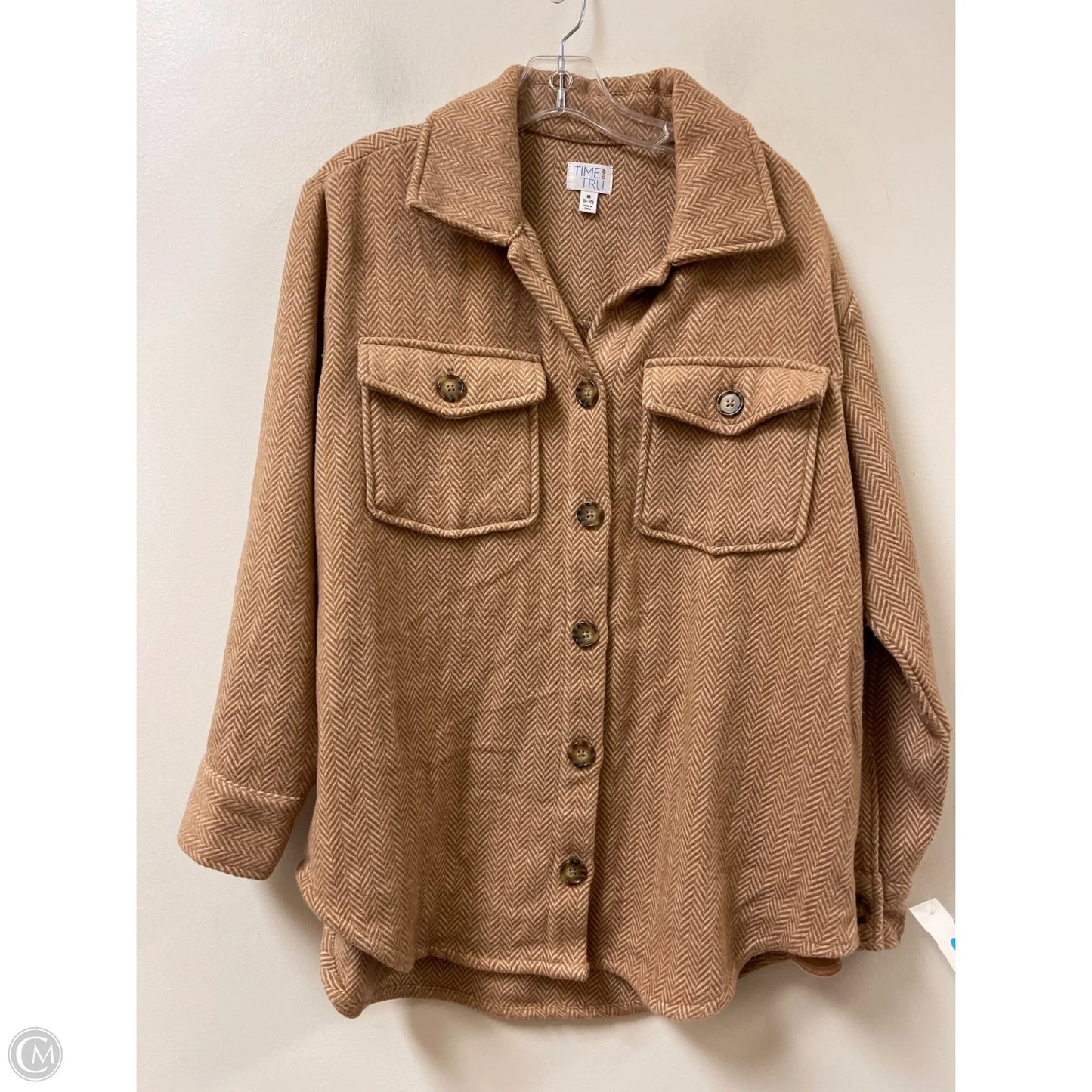 Jacket Shirt By Time And Tru In Tan, Size: M