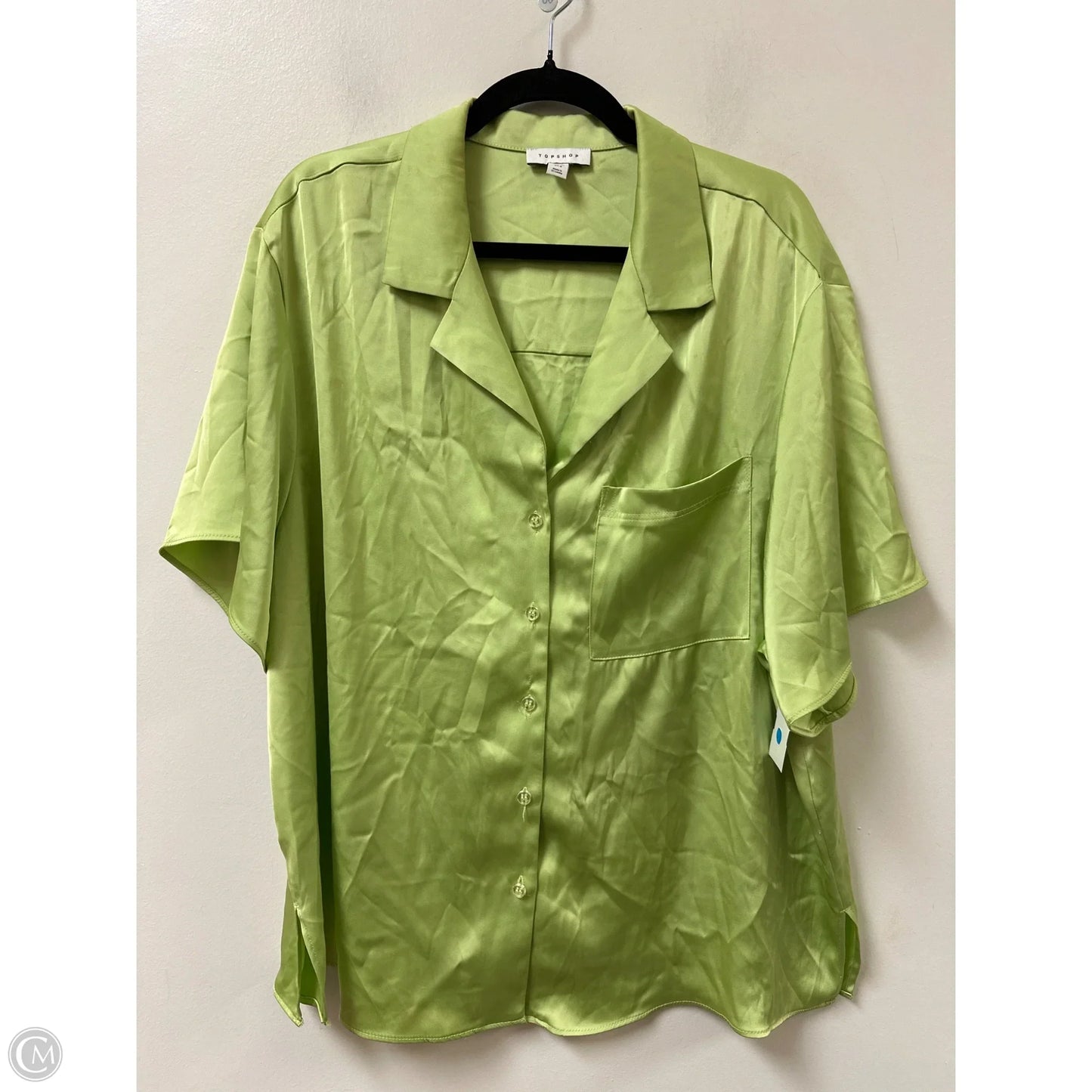 Blouse Short Sleeve By Top Shop In Green, Size: M