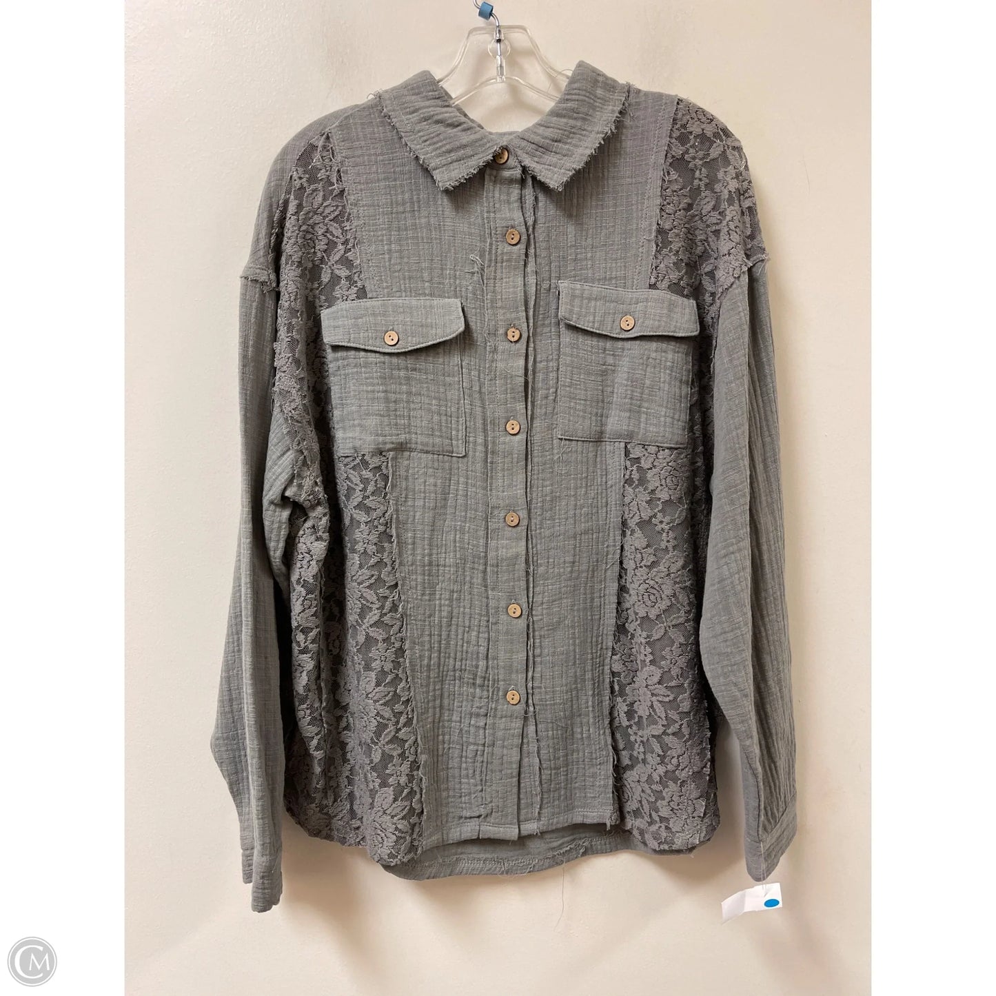 Blouse Long Sleeve By Bke In Grey, Size: M