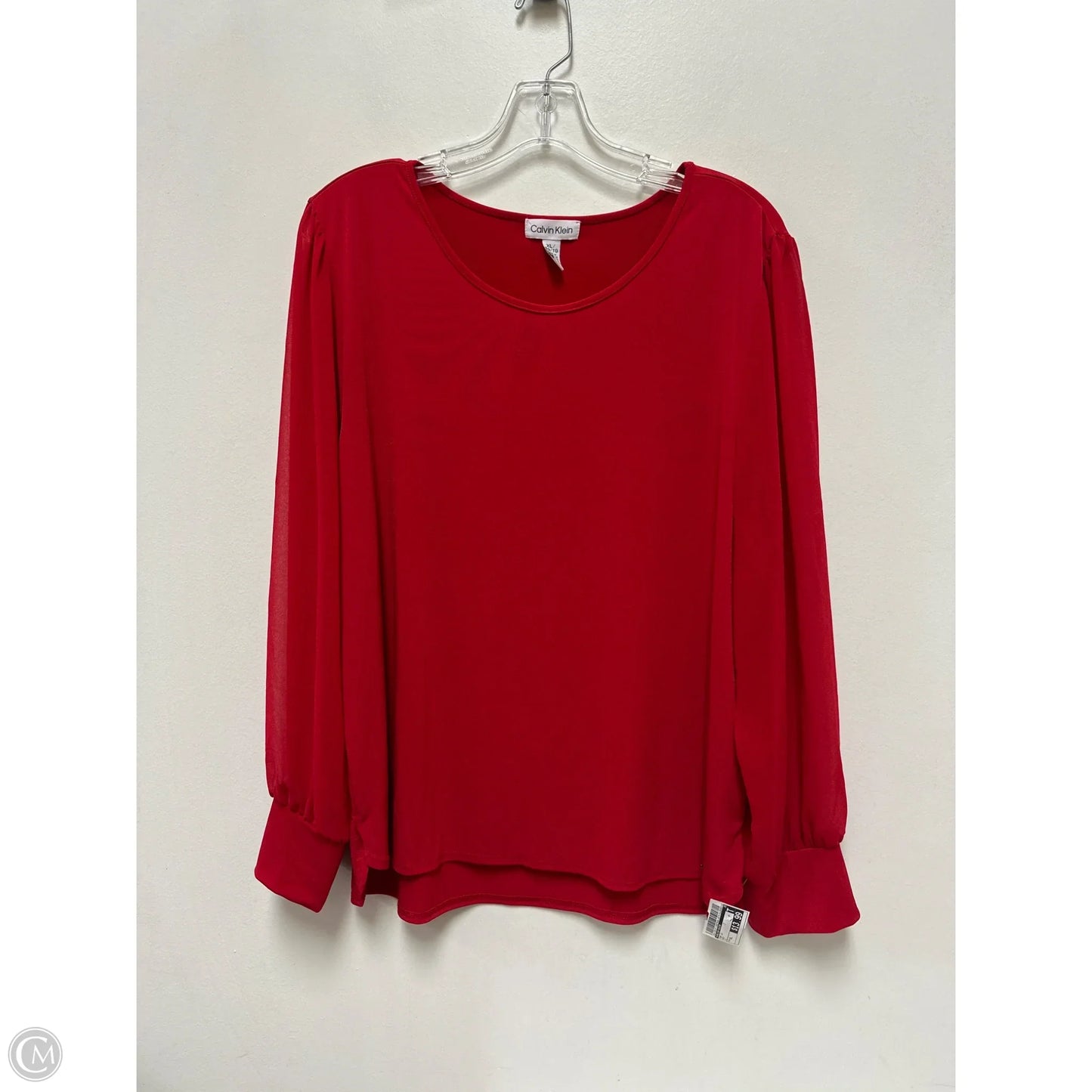 Top Long Sleeve By Calvin Klein In Red, Size: Xl
