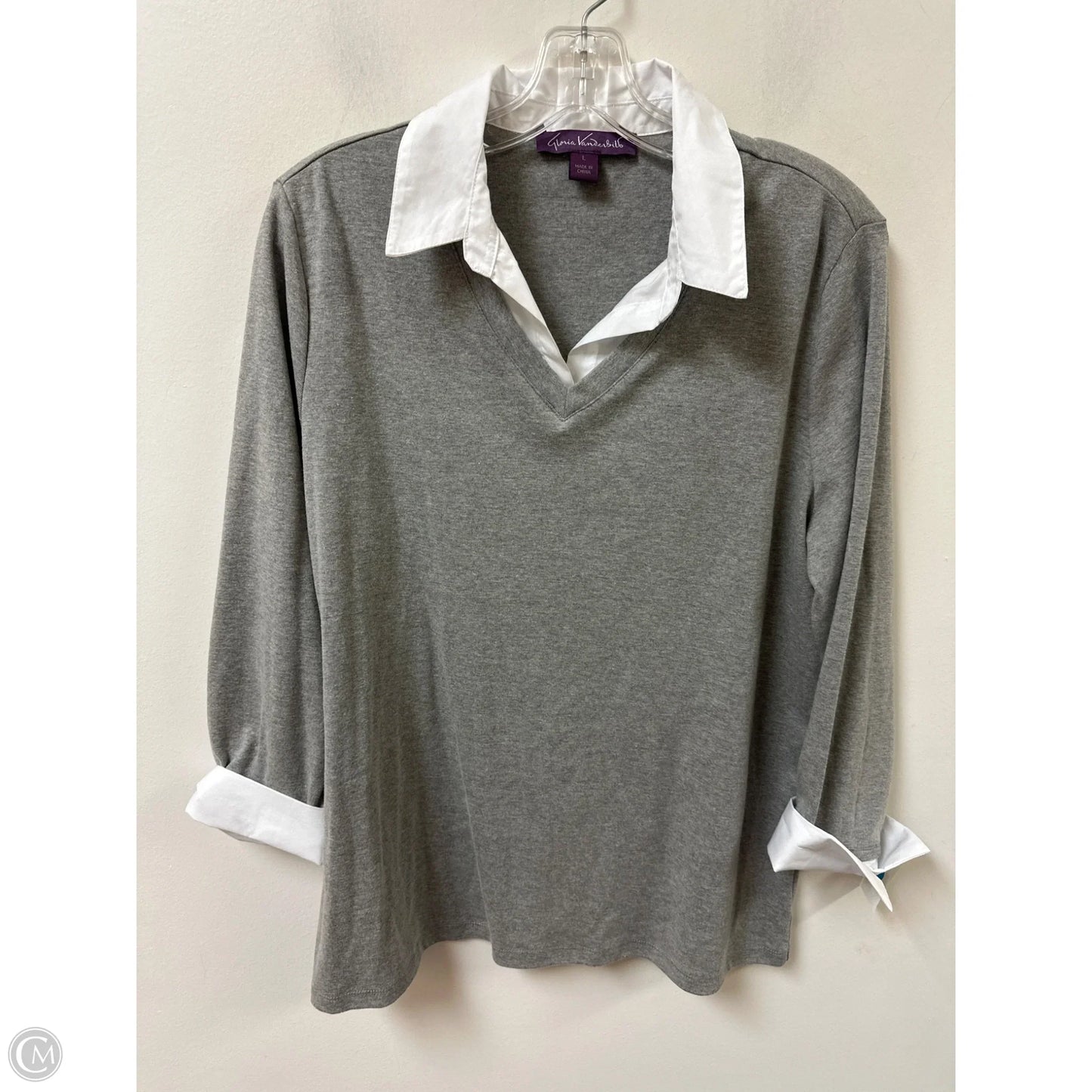 Top Long Sleeve By Gloria Vanderbilt In Grey, Size: L
