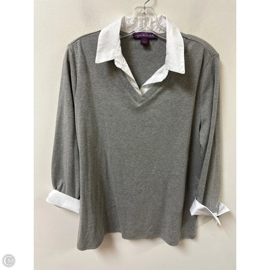Top Long Sleeve By Gloria Vanderbilt In Grey, Size: L