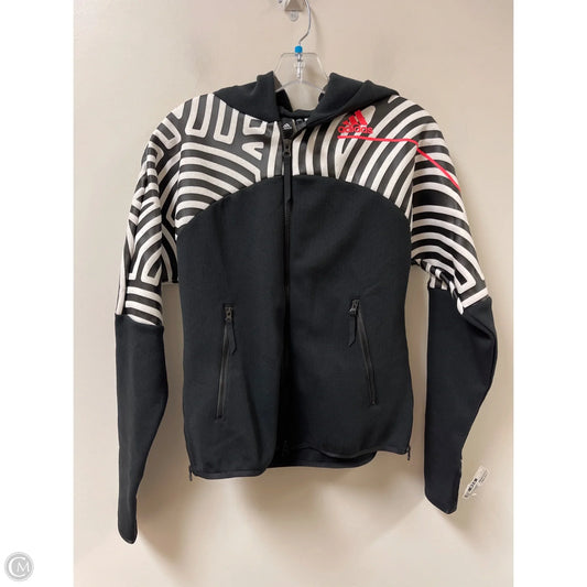 Athletic Jacket By Adidas In Black & White, Size: M