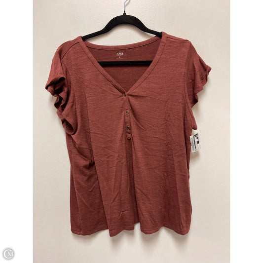 Top Short Sleeve By Ana In Brown, Size: L