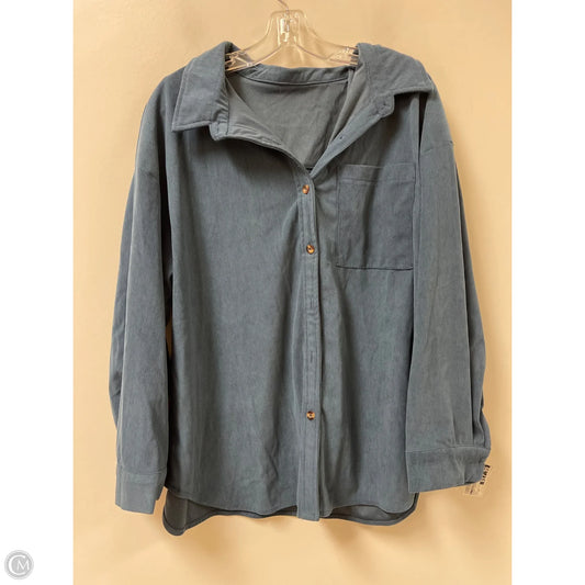 Jacket Shirt By Clothes Mentor In Blue, Size: 2x