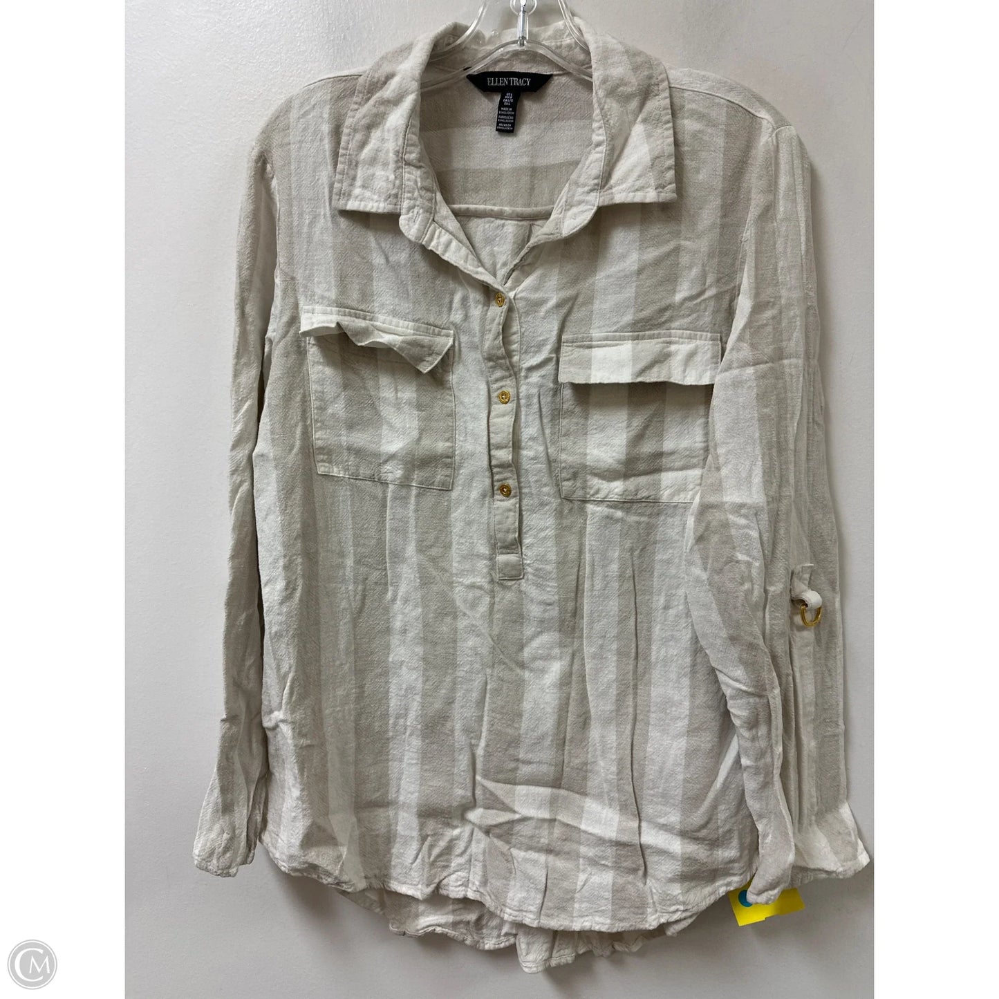 Tunic Long Sleeve By Ellen Tracy In Cream, Size: L