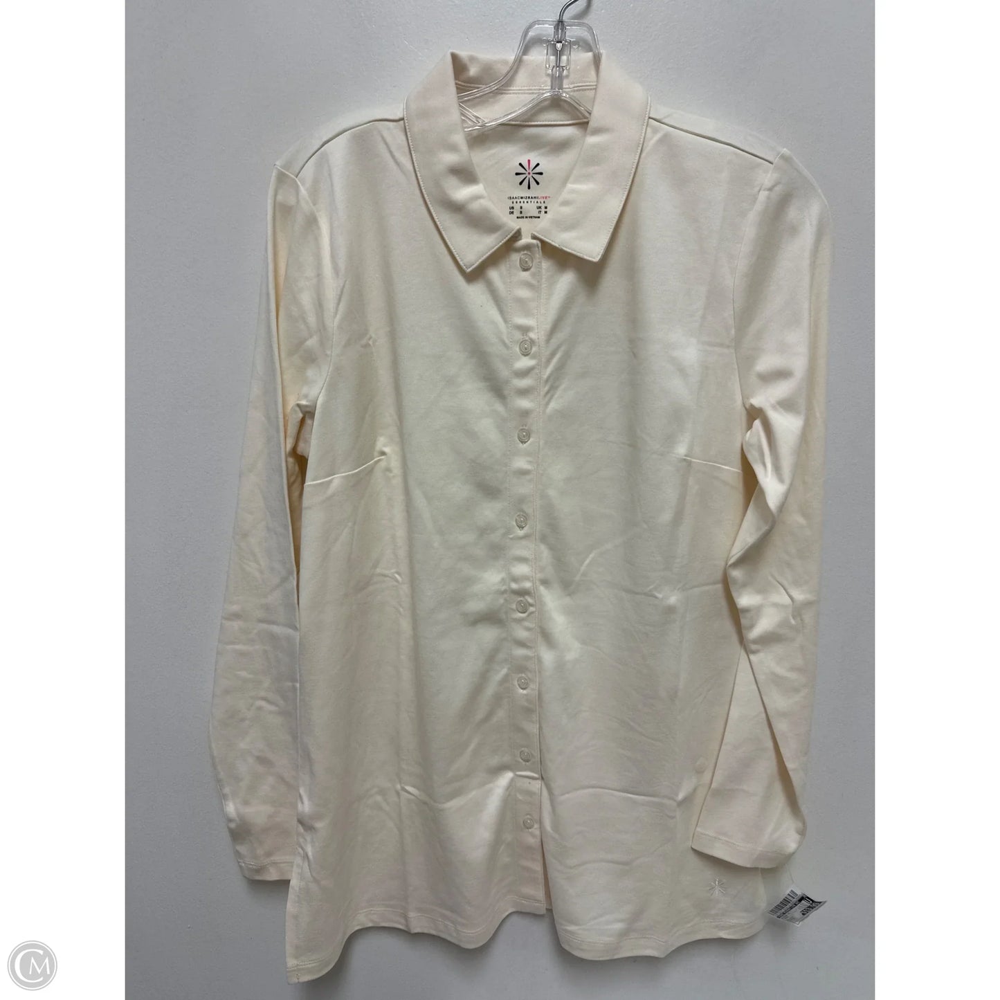 Blouse Long Sleeve By Isaac Mizrahi Live Qvc In Cream, Size: S