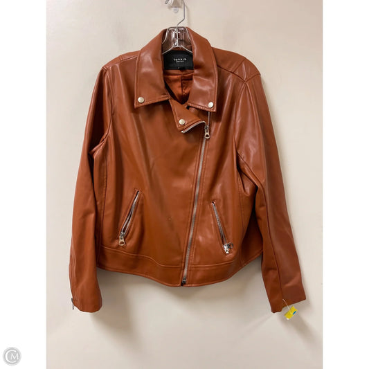 Jacket Moto By Torrid In Brown, Size: 2x
