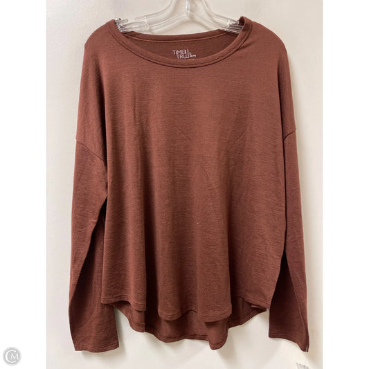 Top Long Sleeve By Time And Tru In Brown, Size: L
