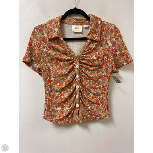 Blouse Short Sleeve By Maeve In Orange & Yellow, Size: M