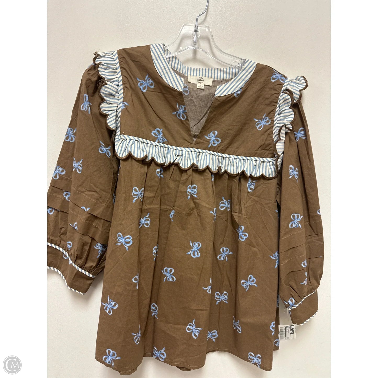 Top Long Sleeve By Entro In Brown, Size: S