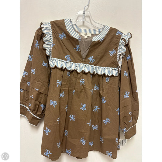 Top Long Sleeve By Entro In Brown, Size: S