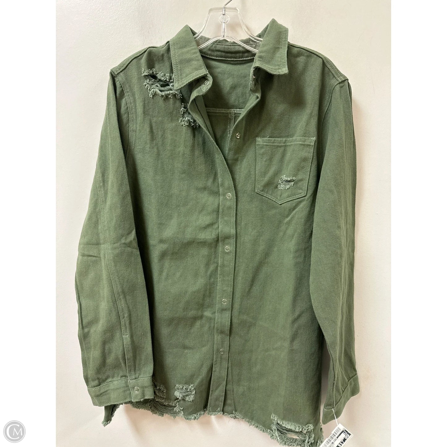 Jacket Denim By Clothes Mentor In Green Denim, Size: M