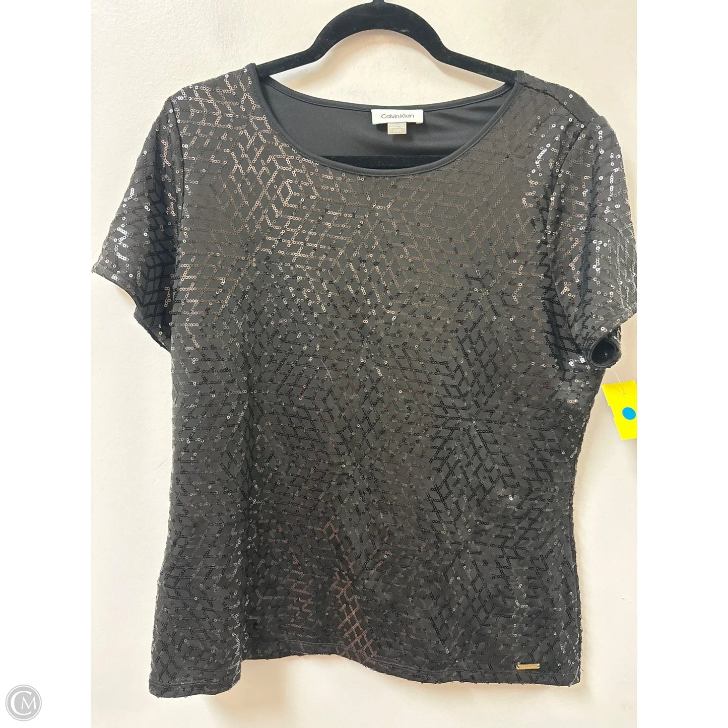 Top Short Sleeve By Calvin Klein In Black, Size: L