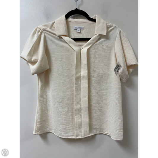 Top Short Sleeve By Calvin Klein In Cream, Size: S