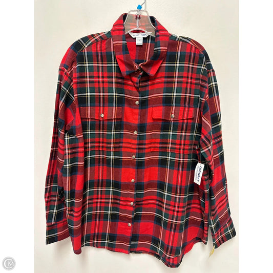 Blouse Long Sleeve By Old Navy In Red, Size: L