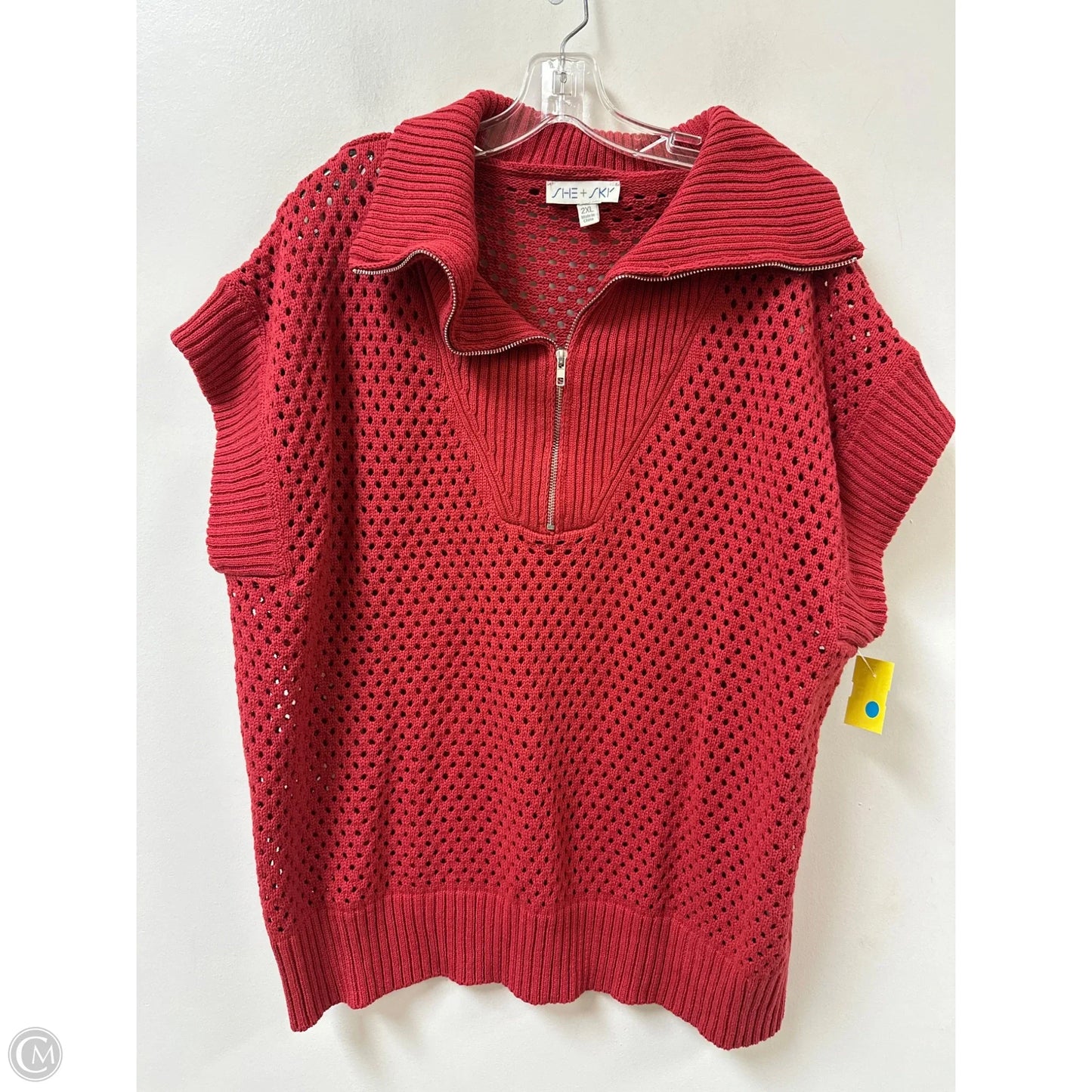 Sweater Short Sleeve By She + Sky In Red, Size: 2x