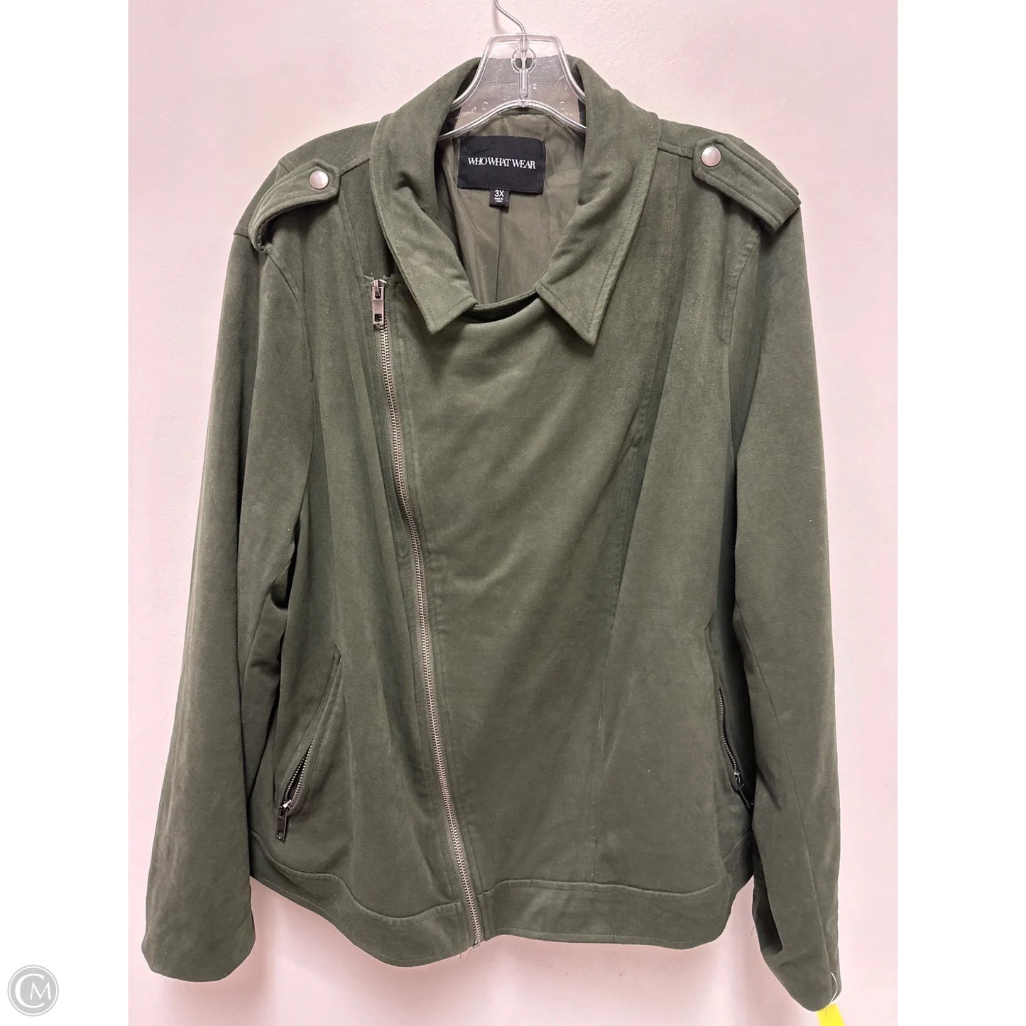 Jacket Moto By Who What Wear In Green, Size: 3x