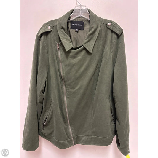 Jacket Moto By Who What Wear In Green, Size: 3x