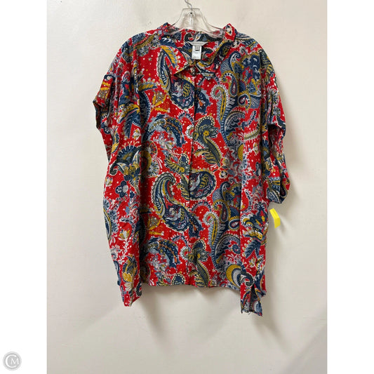 Blouse Short Sleeve By Multiples In Red, Size: 3x