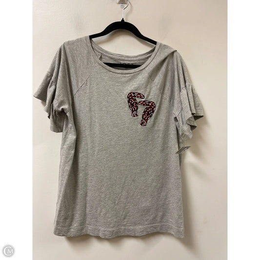 Top Short Sleeve By Loft In Grey, Size: S