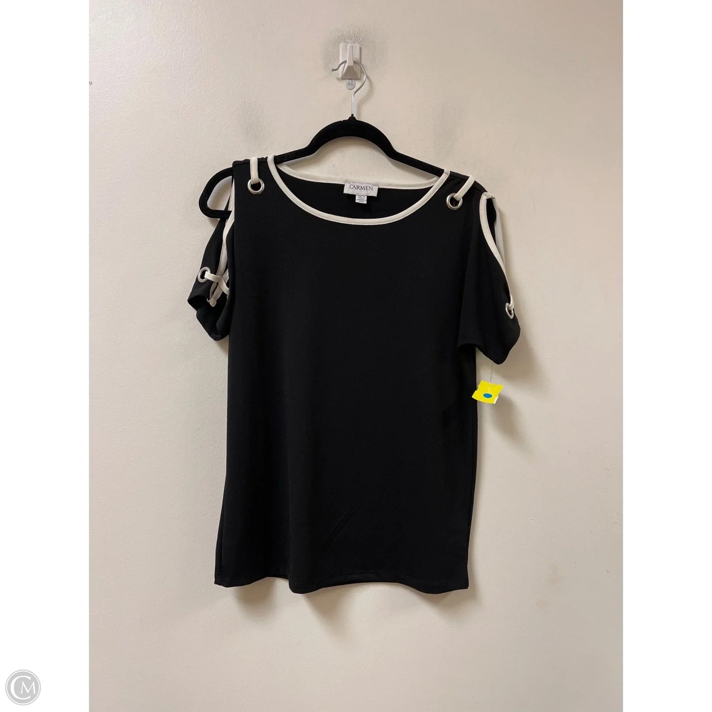 Top Short Sleeve By Carmen By Carmen Marc Valvo In Black, Size: Xs